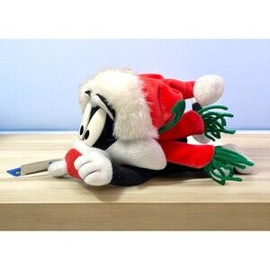 Vtg Looney Tunes Christmas Plush Sylvester 7" Play By Play Warner Bros 1997